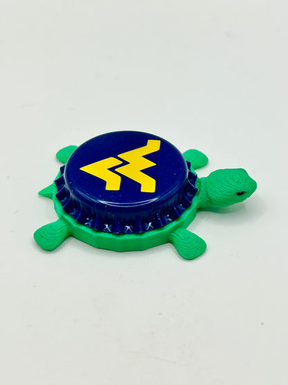 West Virginia Mountaineers - Bottle Cap Magnet Turtle Shell Shocked Art