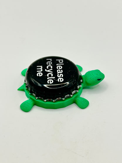 Please Recycle Me (Coca Cola - Black) - Bottle Cap Magnet Turtle Shell Shocked Art