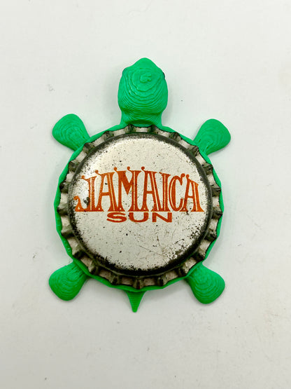 Jamaica Sun (Vintage) - Bottle Cap Magnet Turtle Shell Shocked Art