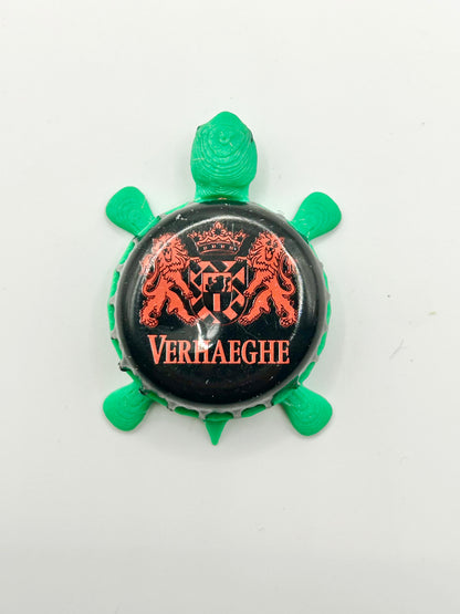 Verhaeghe (Red) - Bottle Cap Magnet Turtle Shell Shocked Art