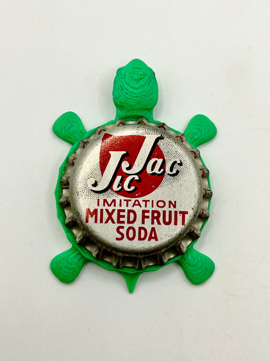 Jac Jic Fruit Soda - Bottle Cap Magnet Turtle Shell Shocked Art