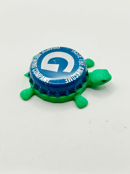 Gigantic Brewing (Blue) - Bottle Cap Magnet Turtle Shell Shocked Art