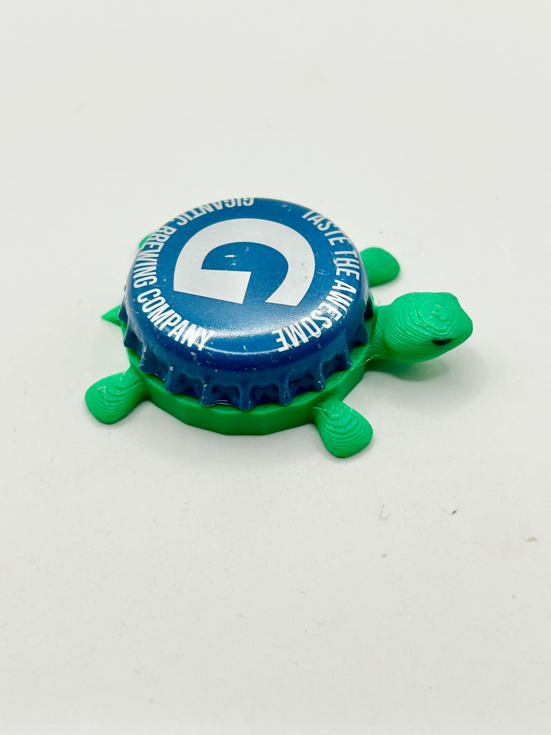 Gigantic Brewing (Blue) - Bottle Cap Magnet Turtle Shell Shocked Art
