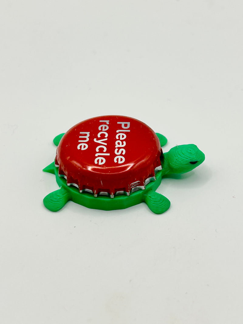 Please Recycle Me (Coca Cola - Red) - Bottle Cap Magnet Turtle Shell Shocked Art
