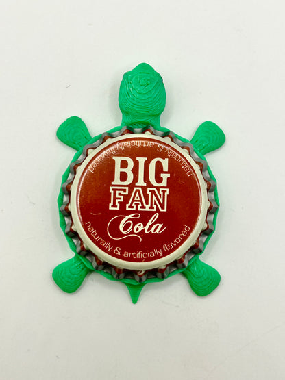 Big Fan Cola - Bottle Cap Magnet Turtle Shell Shocked Art