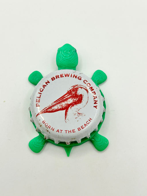 Pelican Brewing (Red) - Bottle Cap Magnet Turtle Shell Shocked Art