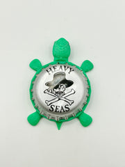Heavy Seas (Silver, Black Hat) - Bottle Cap Magnet Turtle Shell Shocked Art