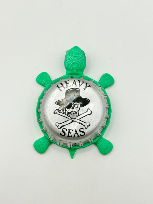 Heavy Seas (Silver, Black Hat) - Bottle Cap Magnet Turtle Shell Shocked Art