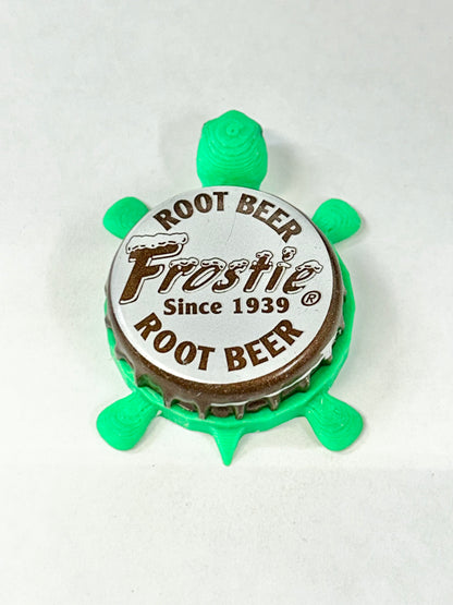 Frostie Root Beer Soda - Bottle Cap Magnet Turtle Shell Shocked Art