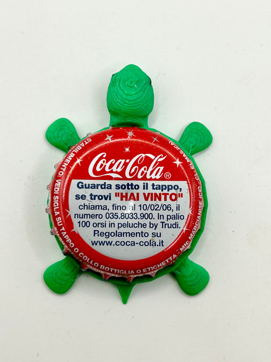 Coca-Cola (Stars, International) - Bottle Cap Magnet Turtle Shell Shocked Art