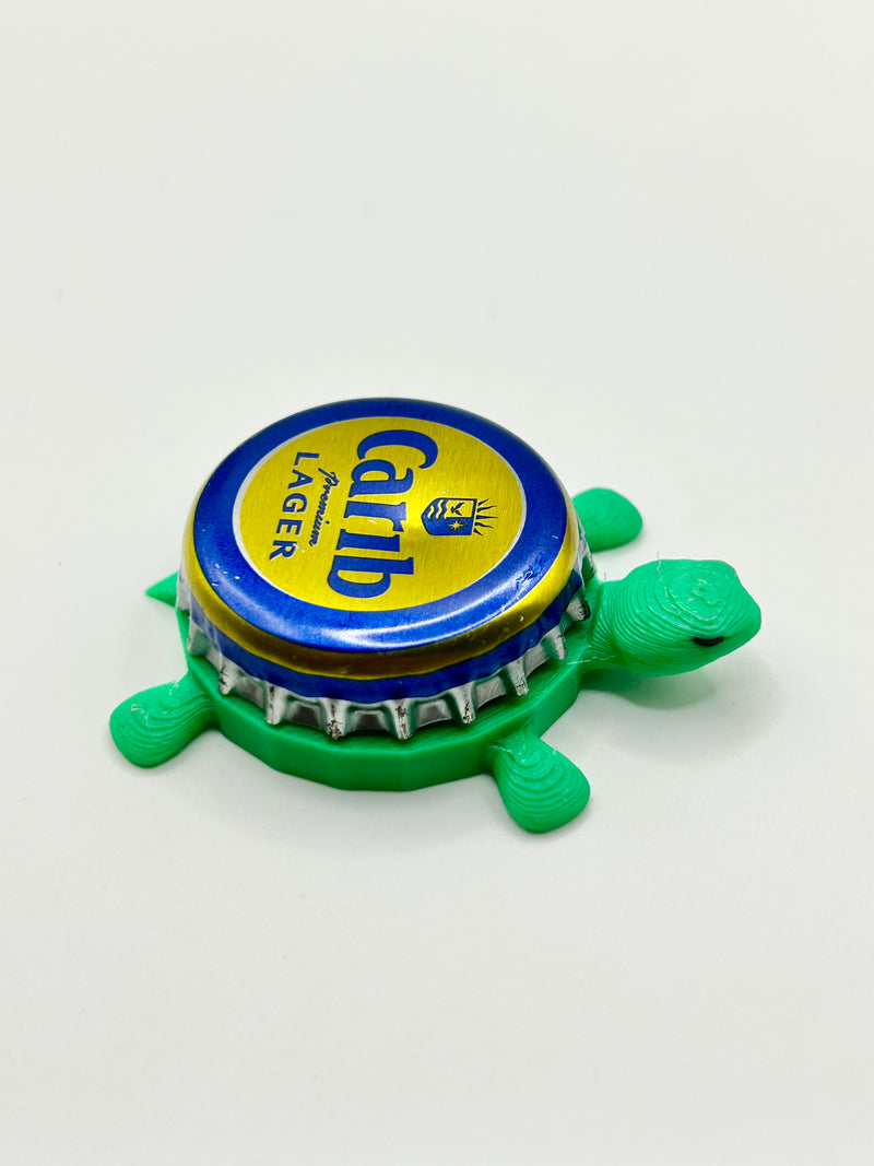 Carib Lager Beer - Bottle Cap Magnet Turtle Shell Shocked Art