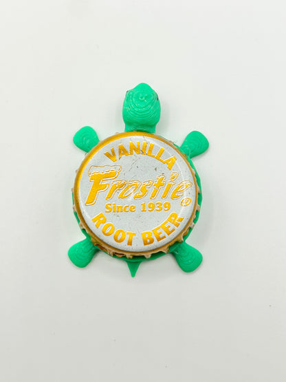 Frostie Vanilla Root Beer Soda - Bottle Cap Magnet Turtle Shell Shocked Art