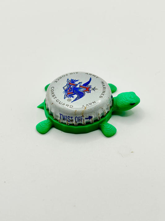 Anheuser Busch Budweiser Beer (Vintage - Armed Forces) - Bottle Cap Magnet Turtle