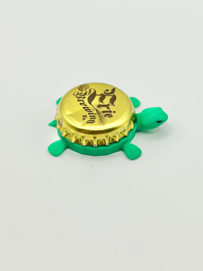Erie Brewing (Gold) - Bottle Cap Magnet Turtle Shell Shocked Art