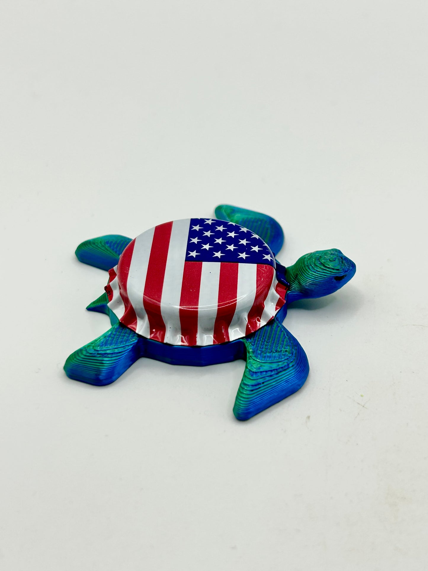 American Flag (USA, Patriotic) - Sea Turtle Bottle Cap Magnet Shell Shocked Art