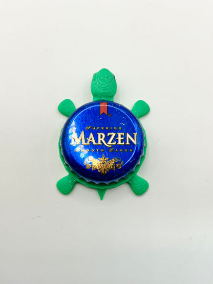 Michelob Marzen - Bottle Cap Magnet Turtle Shell Shocked Art