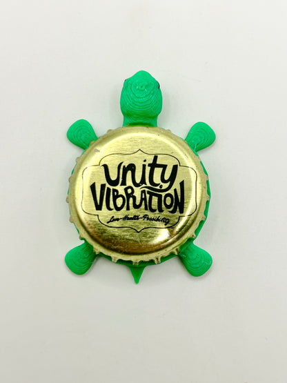 Unity Vibration Brewing - Bottle Cap Magnet Turtle Shell Shocked Art