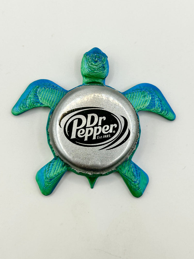 Dr Pepper (Silver) - Sea Turtle Bottle Cap Magnet Shell Shocked Art