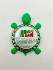 Mountain Dew (Vintage, Silver with Rectangle) - Bottle Cap Magnet Turtle Shell Shocked Art
