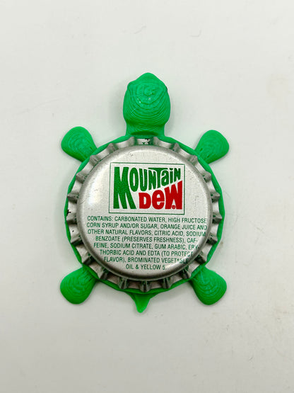 Mountain Dew (Vintage, Silver with Rectangle) - Bottle Cap Magnet Turtle Shell Shocked Art