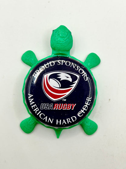 American Hard Cider (USA Rugby) - Bottle Cap Magnet Turtle Shell Shocked Art