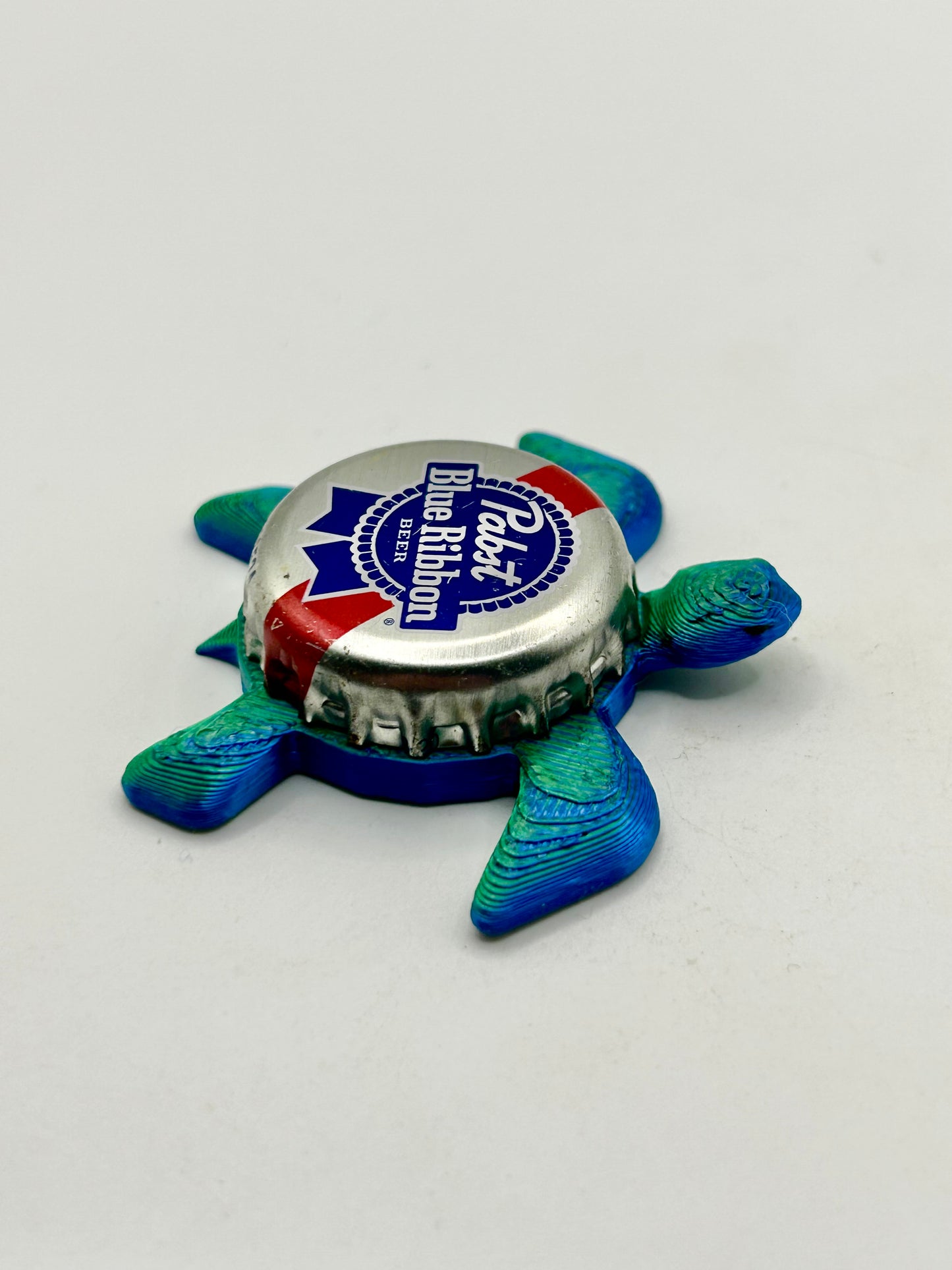 Pabst Blue Ribbon (PBR) - Sea Turtle Bottle Cap Magnet Shell Shocked Art