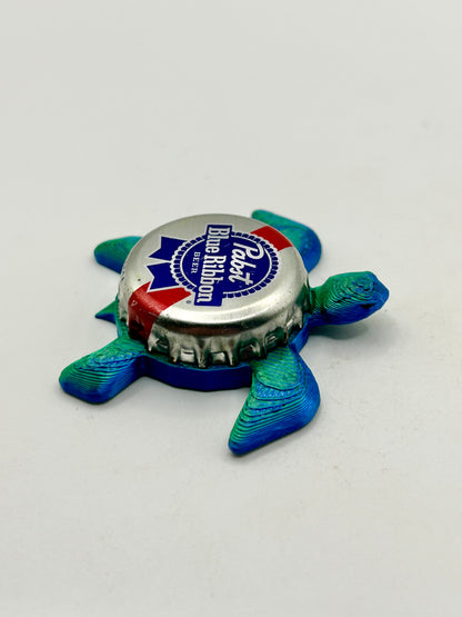 Pabst Blue Ribbon (PBR) - Sea Turtle Bottle Cap Magnet Shell Shocked Art