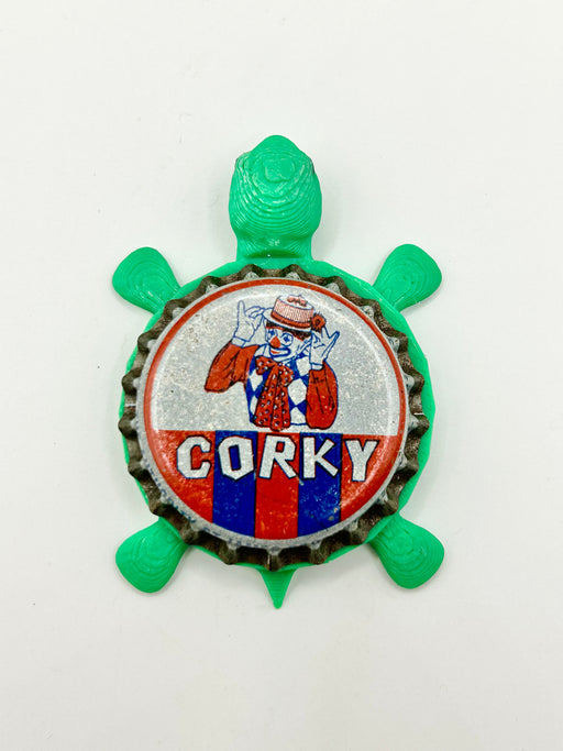 Corky (Vintage) - Bottle Cap Magnet Turtle Shell Shocked Art