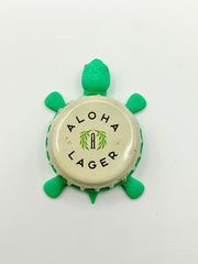Aloha Lager - Bottle Cap Magnet Turtle Shell Shocked Art