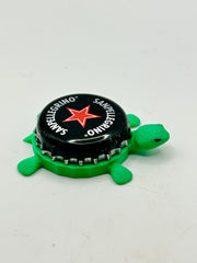 San Pellegrino (Black) - Bottle Cap Magnet Turtle Shell Shocked Art