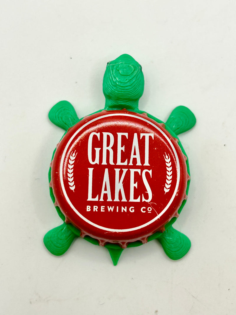Great Lakes Brewing Co (Red) - Bottle Cap Magnet Turtle Shell Shocked Art
