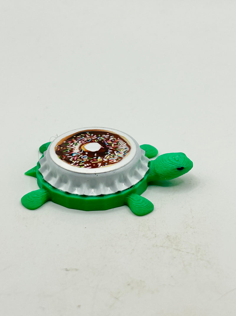 Chocolate Sprinkle Donut - Bottle Cap Magnet Turtle (Copy) Shell Shocked Art