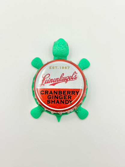 Leinenkugel's Cranberry Ginger Shandy - Bottle Cap Magnet Turtle Shell Shocked Art