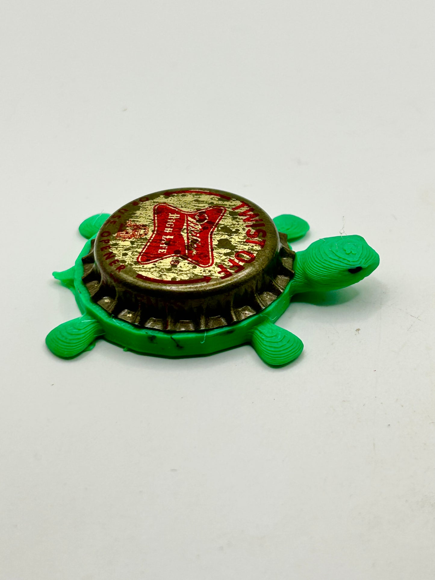 Miller High Life (Vintage Twist Off) - Bottle Cap Magnet Turtle Shell Shocked Art