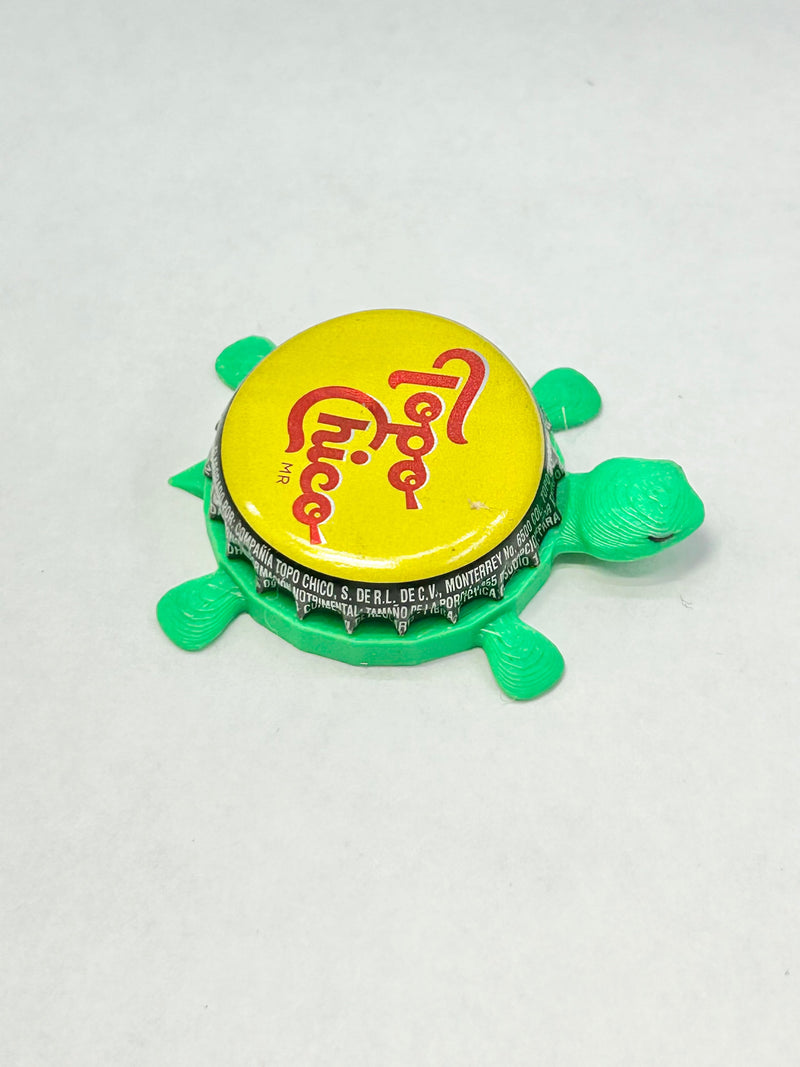 Topo Chico (Black Trim) - Bottle Cap Magnet Turtle Shell Shocked Art