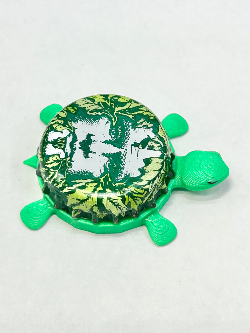Green Man Brewing - Bottle Cap Magnet Turtle Shell Shocked Art