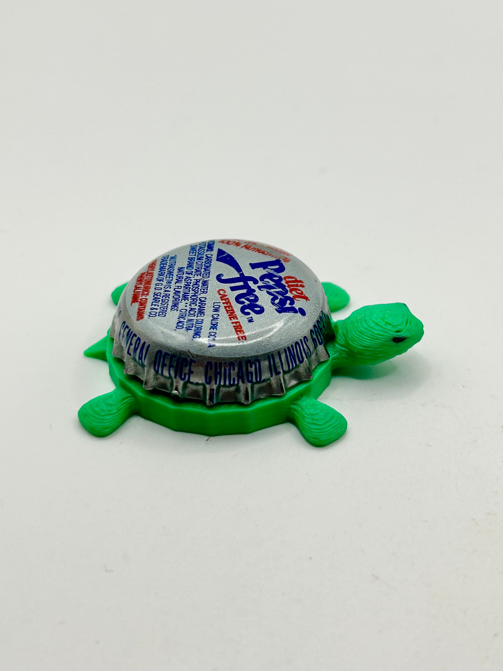 Diet Pepsi Free - Bottle Cap Magnet Turtle Shell Shocked Art