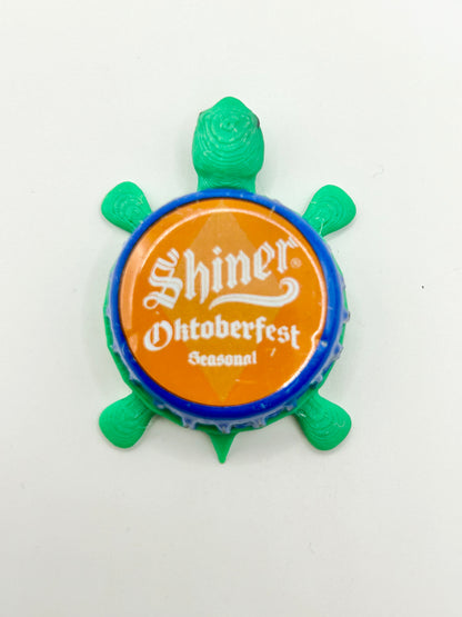 Shiner Oktoberfest - Bottle Cap Magnet Turtle Shell Shocked Art
