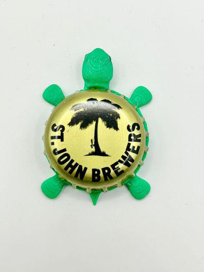St John Brewers - Bottle Cap Magnet Turtle Shell Shocked Art