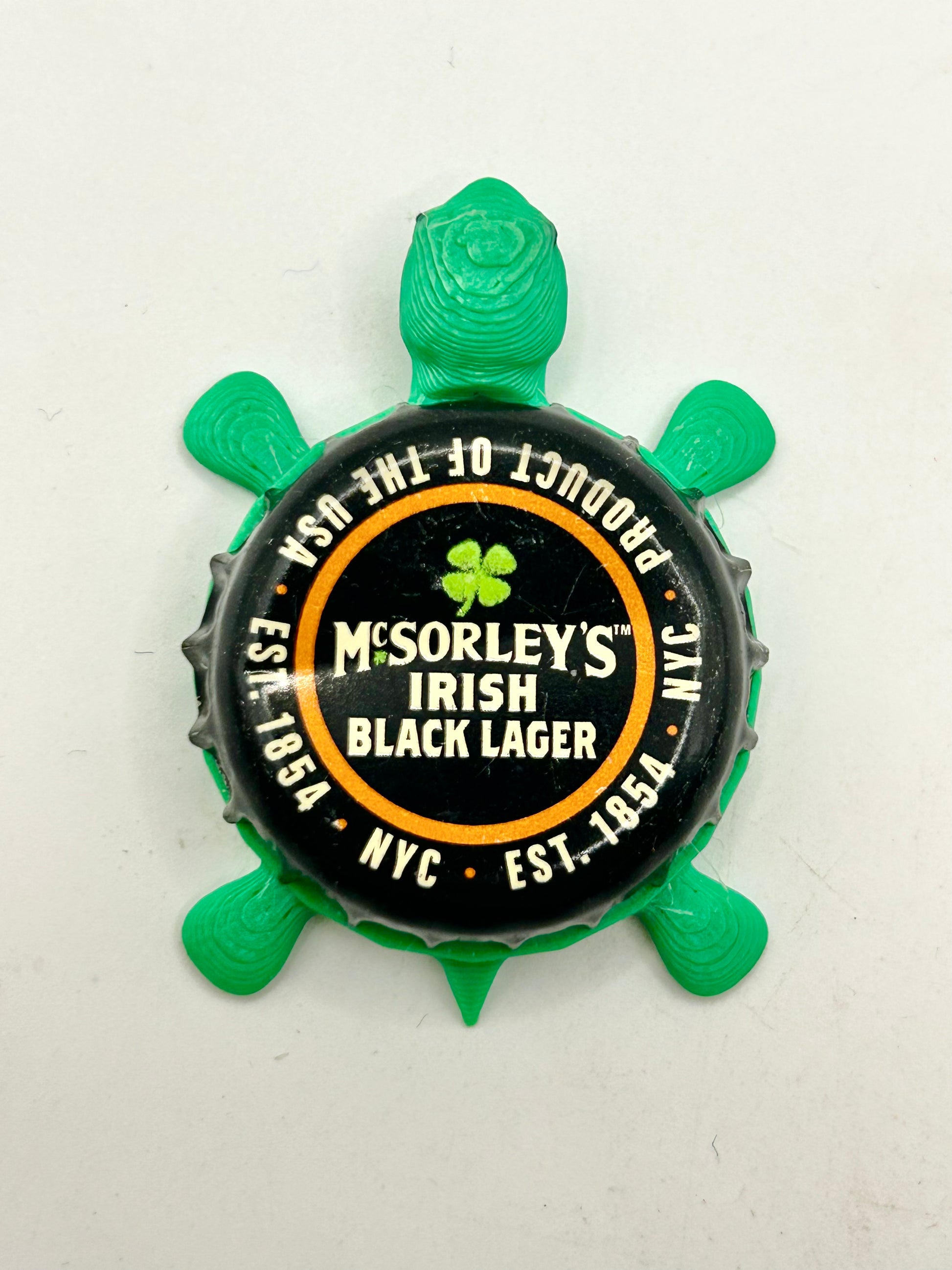 McSorley’s Irish Black Lager - Bottle Cap Magnet Turtle Shell Shocked Art