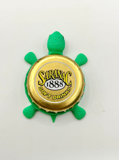 Saranac Soft Drinks - Bottle Cap Magnet Turtle Shell Shocked Art