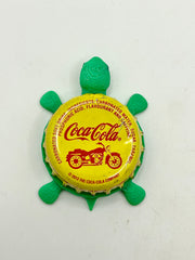 Coca-Cola Motorcycle (Yellow) - Bottle Cap Magnet Turtle Shell Shocked Art