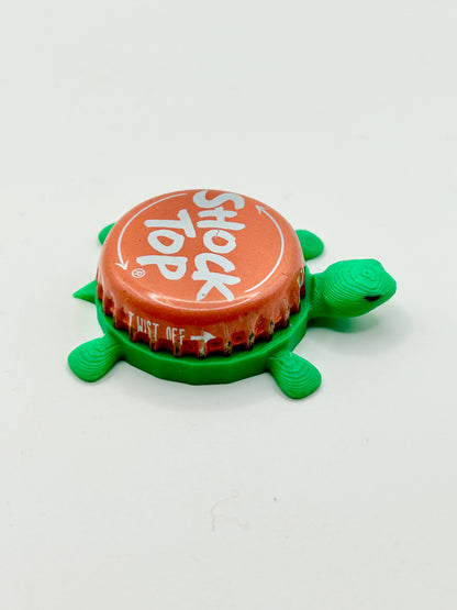 Shock Top (Coral, Text Only) - Bottle Cap Magnet Turtle Shell Shocked Art