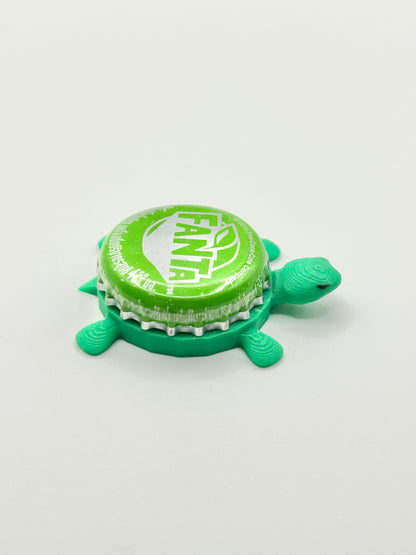 Fanta Green Apple Soda - Bottle Cap Magnet Turtle Shell Shocked Art