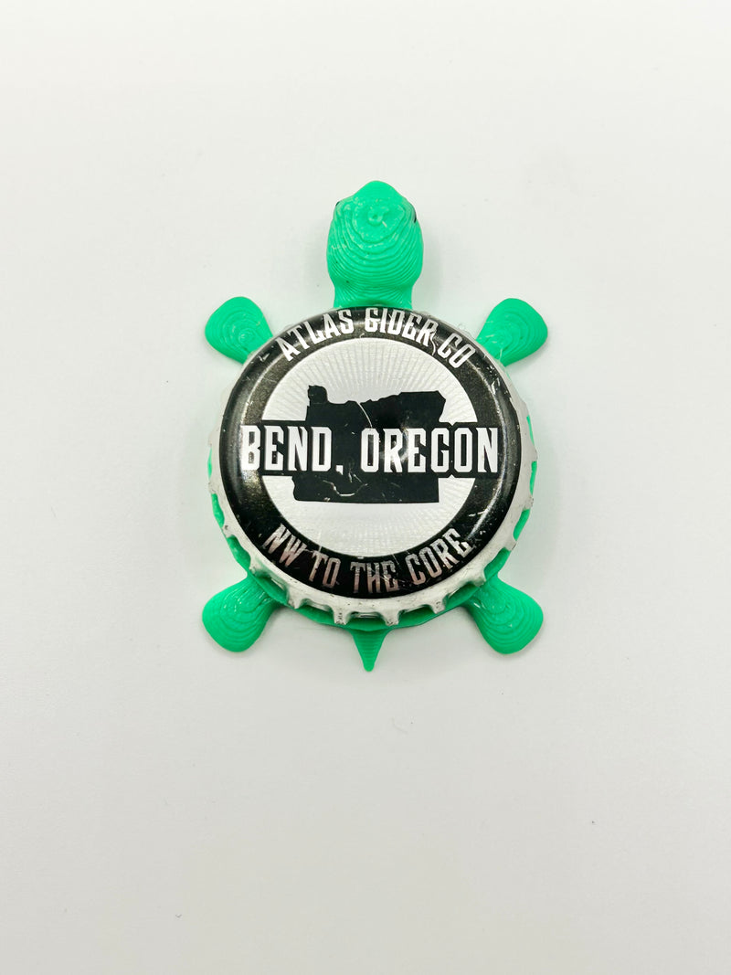 Atlas Cider - Bottle Cap Magnet Turtle Shell Shocked Art