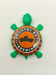 Country Boy Brewing - Bottle Cap Magnet Turtle Shell Shocked Art