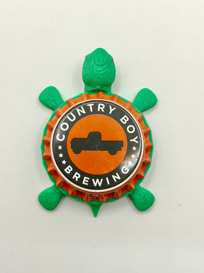 Country Boy Brewing - Bottle Cap Magnet Turtle Shell Shocked Art