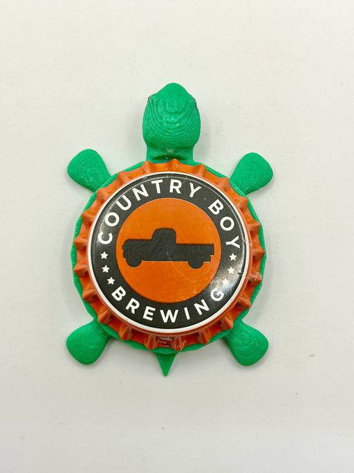Country Boy Brewing - Bottle Cap Magnet Turtle Shell Shocked Art