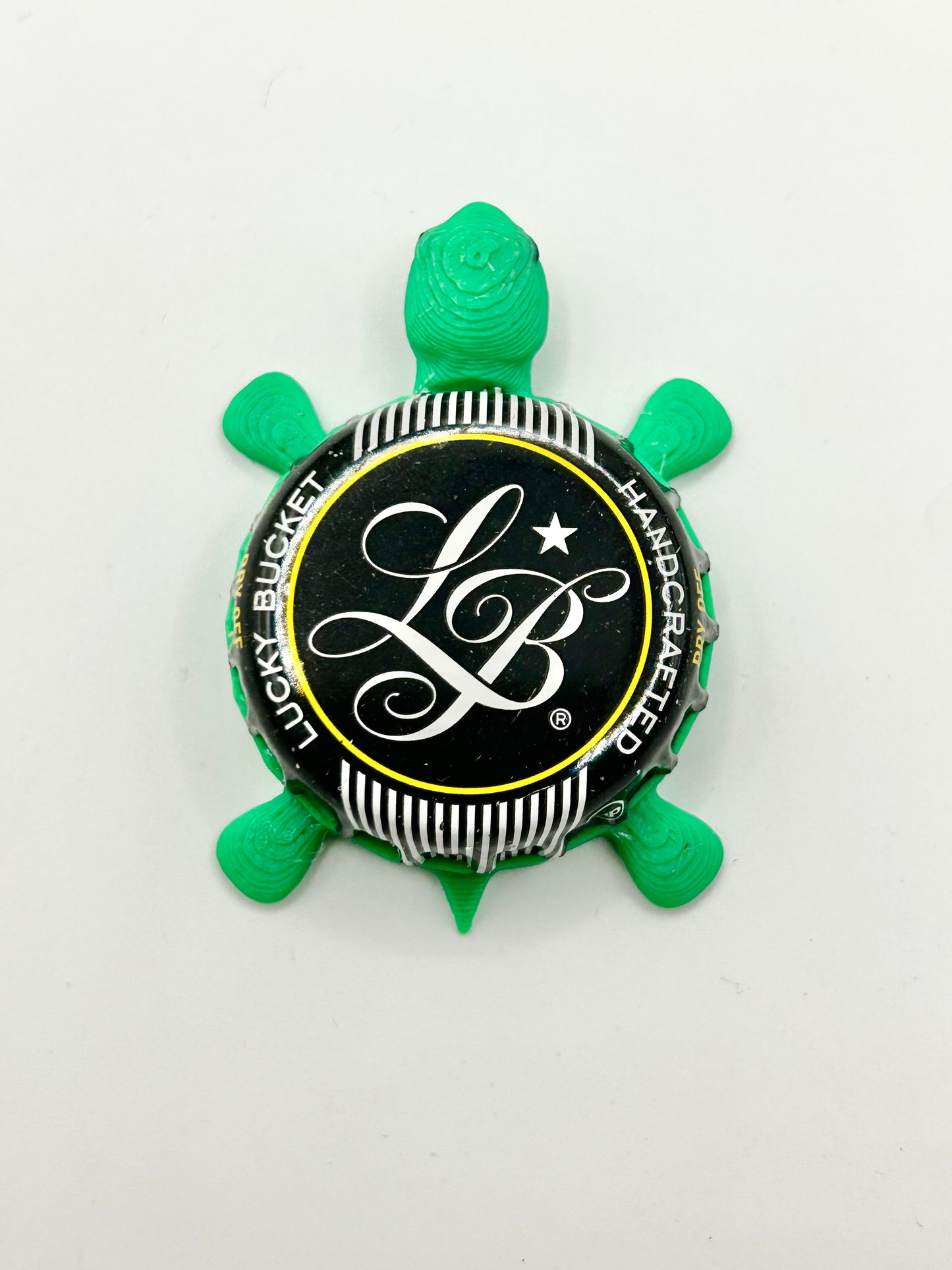 Lucky Bucket Brewing (Black) - Bottle Cap Magnet Turtle