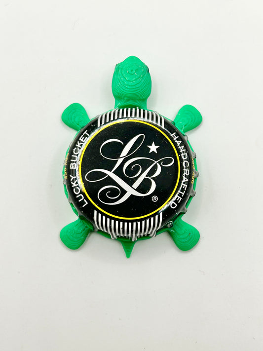 Lucky Bucket Brewing (Black) - Bottle Cap Magnet Turtle